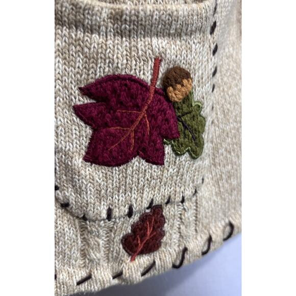 Designers Studio Vintage FALL Sweater Vest Maple Tree Acorn Applique NWT - Picture 6 of 8
